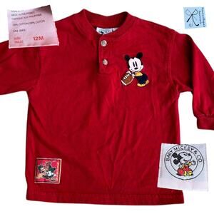 Baby Mickey & Co. Mickey Mouse and Pluto Football Henley Shirt Baby Sz 12 Months